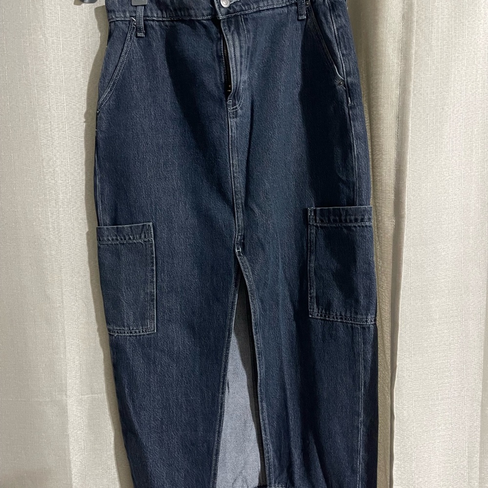 Old Navy Drapey Denim Utility Midi Skirt Size 8